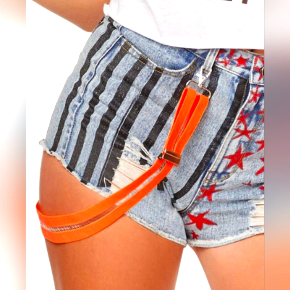 Harley Quinn Denim Shorts with Suspenders